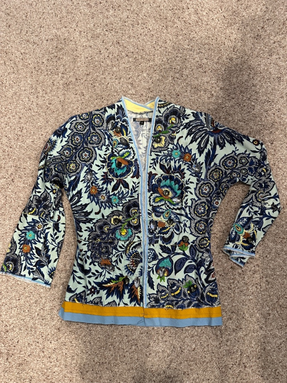 Rozae Nichols Light Blue Floral Embroidered Blazer